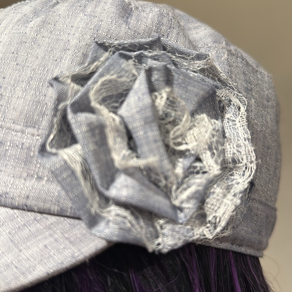 Croft & Barrow Pale Blue Women's Cap with Floral Accent - Picture 7 of 10